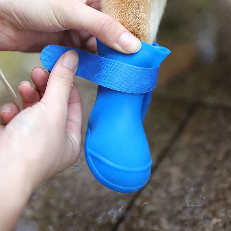 4Pcs Waterproof Anti-Slip Rain Boots for Dogs and Cats