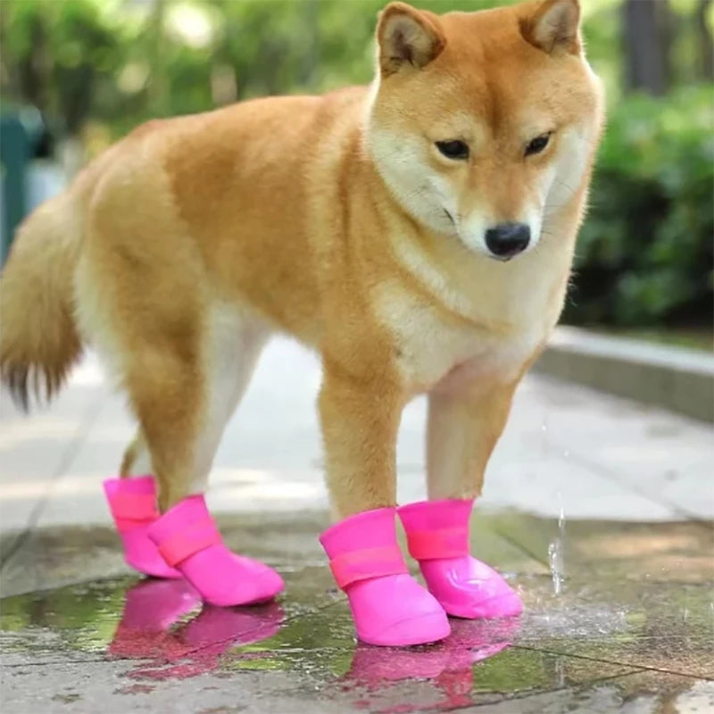 4Pcs Waterproof Anti-Slip Rain Boots for Dogs and Cats