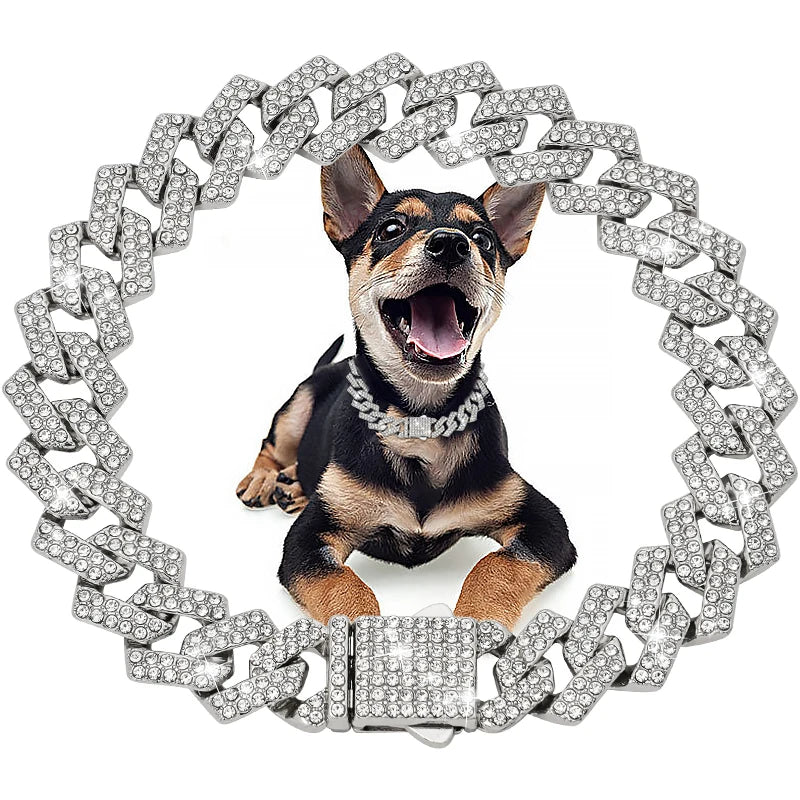 Luxury Diamond Cuban Chain Collar for Dogs and Cats