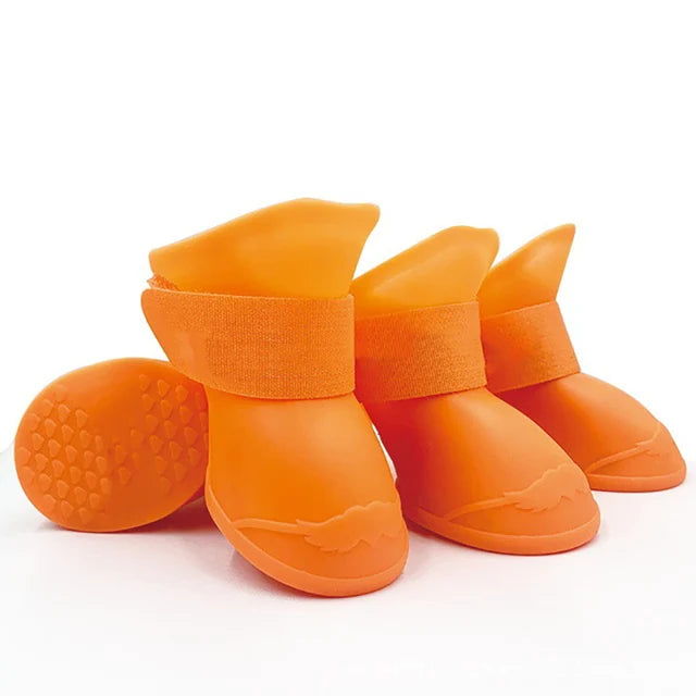 4Pcs Waterproof Anti-Slip Rain Boots for Dogs and Cats