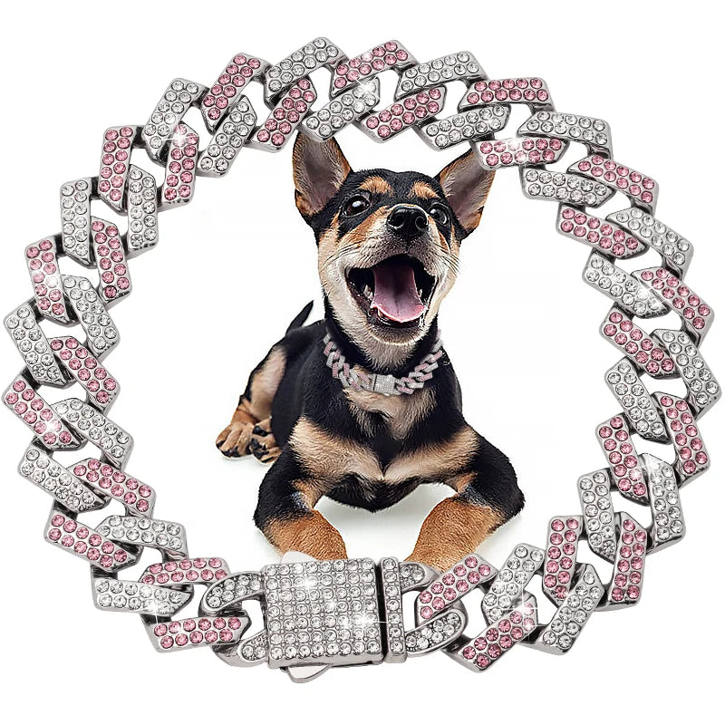 Luxury Diamond Cuban Chain Collar for Dogs and Cats