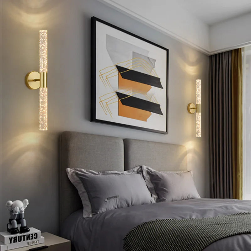 Nordic Bubbles Crystal Rod LED Wall Lamp – Modern Elegance