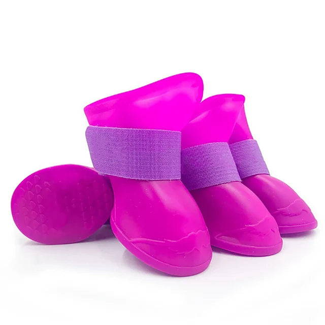 4Pcs Waterproof Anti-Slip Rain Boots for Dogs and Cats