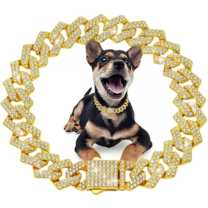 Luxury Diamond Cuban Chain Collar for Dogs and Cats