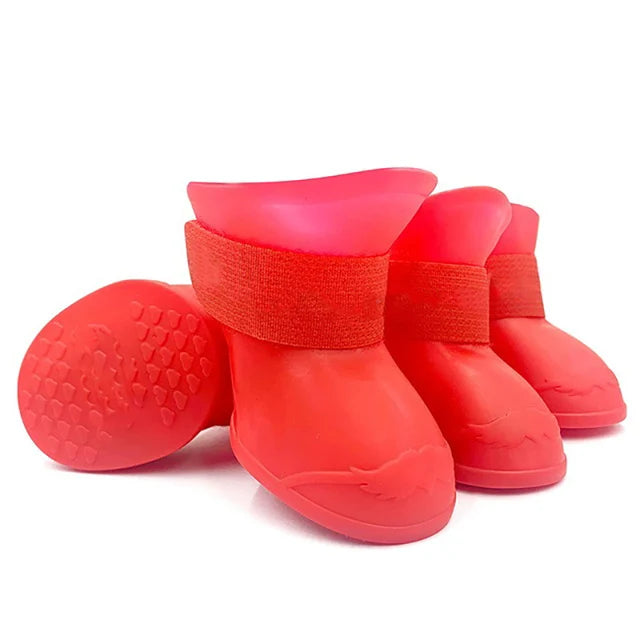 4Pcs Waterproof Anti-Slip Rain Boots for Dogs and Cats