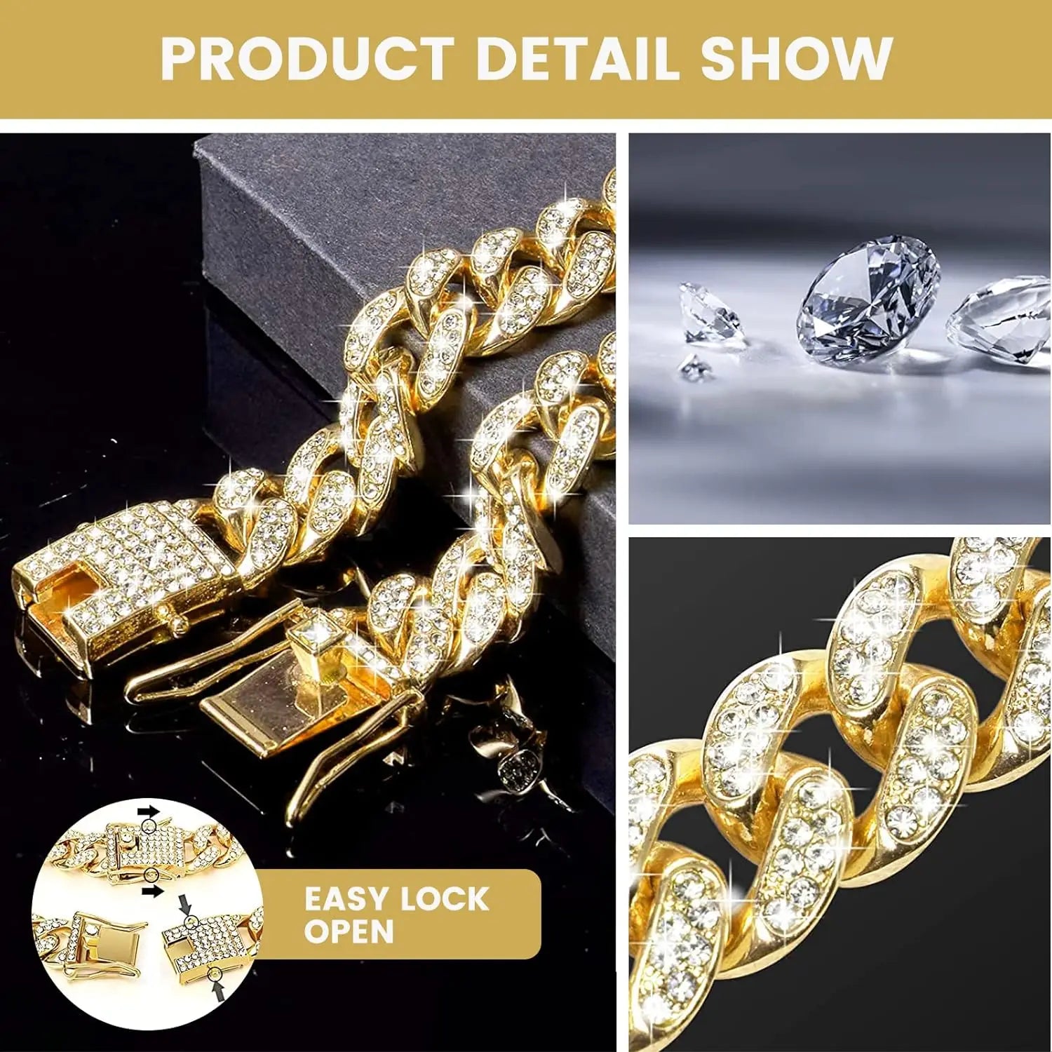 Luxury Diamond Cuban Chain Collar for Dogs and Cats
