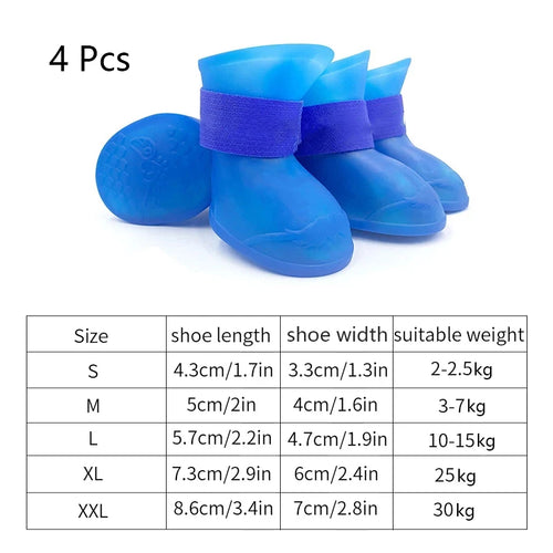 4Pcs Waterproof Anti-Slip Rain Boots for Dogs and Cats